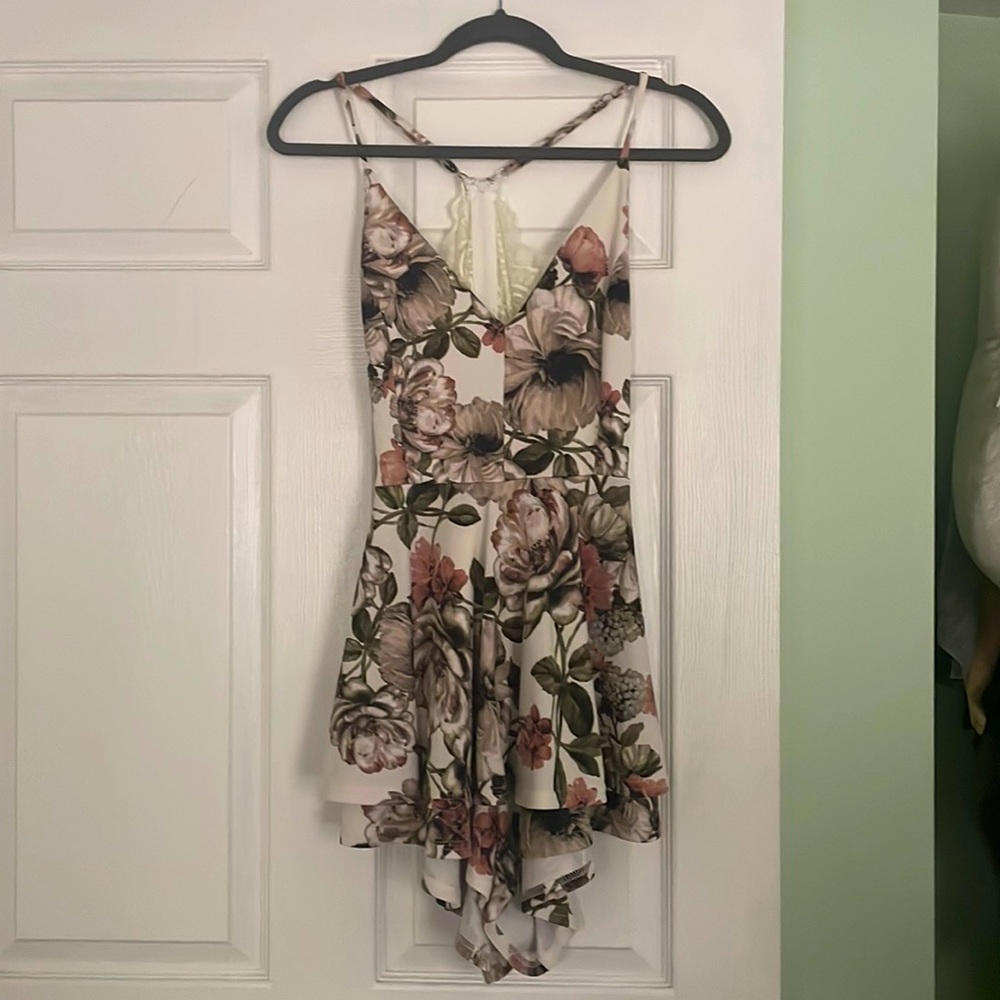 open back flower romper